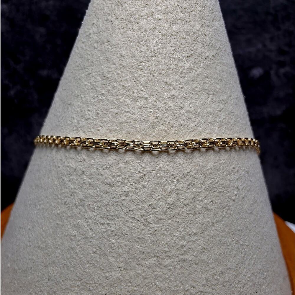 Solid 10k Yellow Gold 1.6mm Bizmark Dainty Bracelet 7.5 Inches - Picture 5 of 10